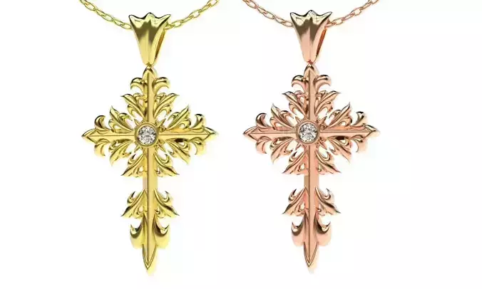 Vintage cross pendant Religion jewelry printable 3dm stl files
