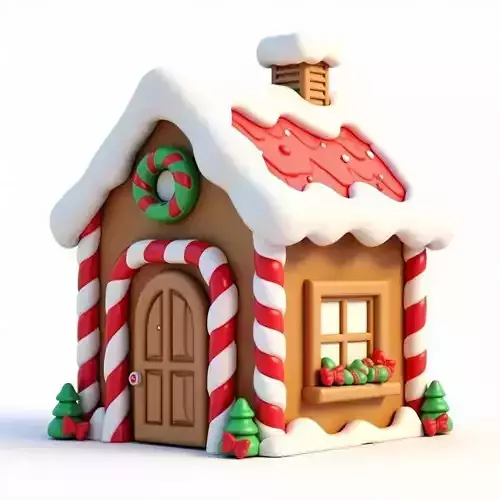 Stylized Christmas Gingerbread House 3D Model