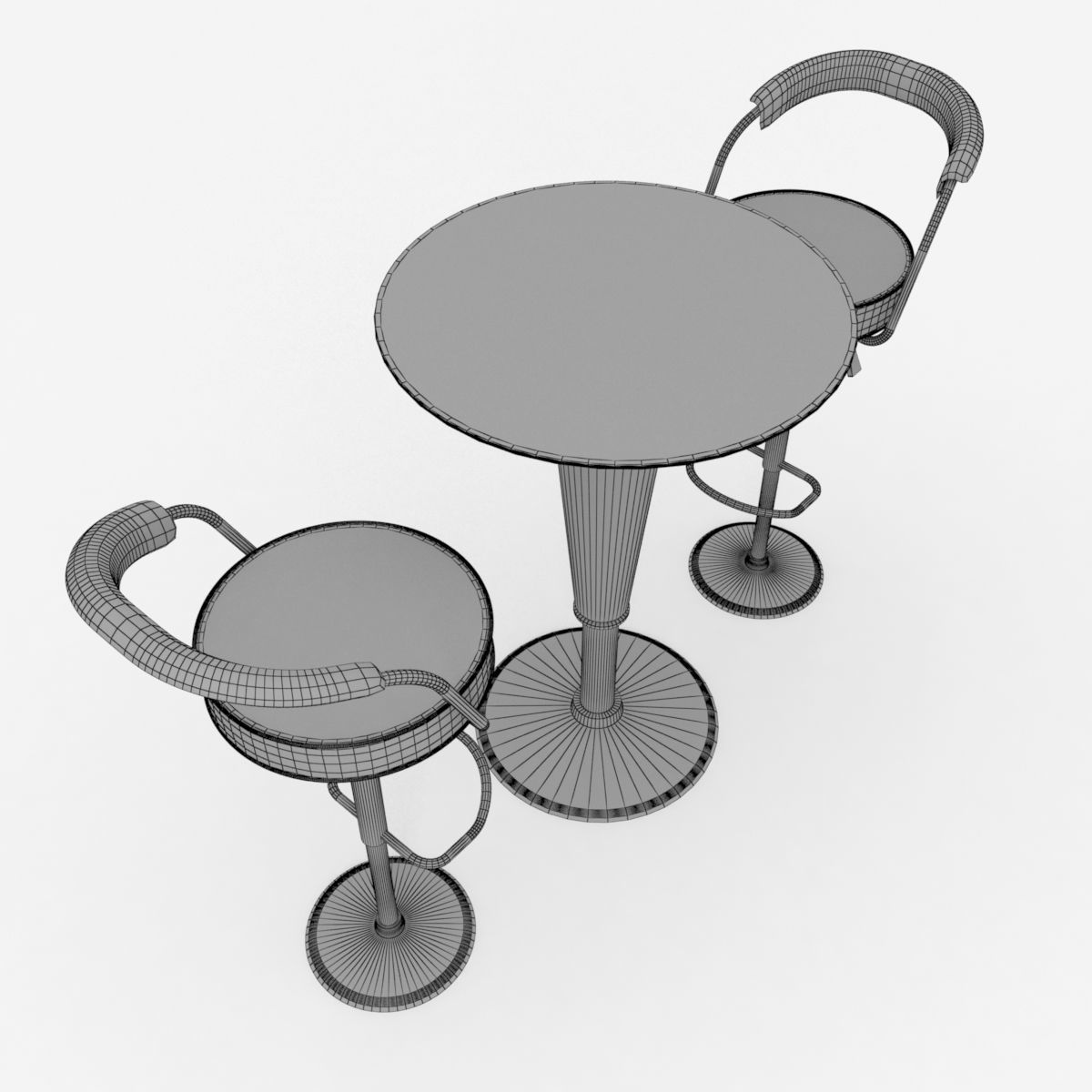 cocktail drinks table and barstool 3D model_5