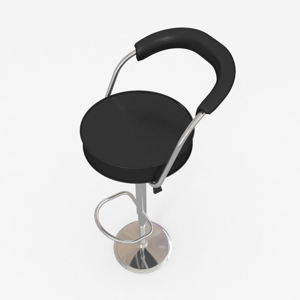 cocktail drinks table and barstool 3D model_3
