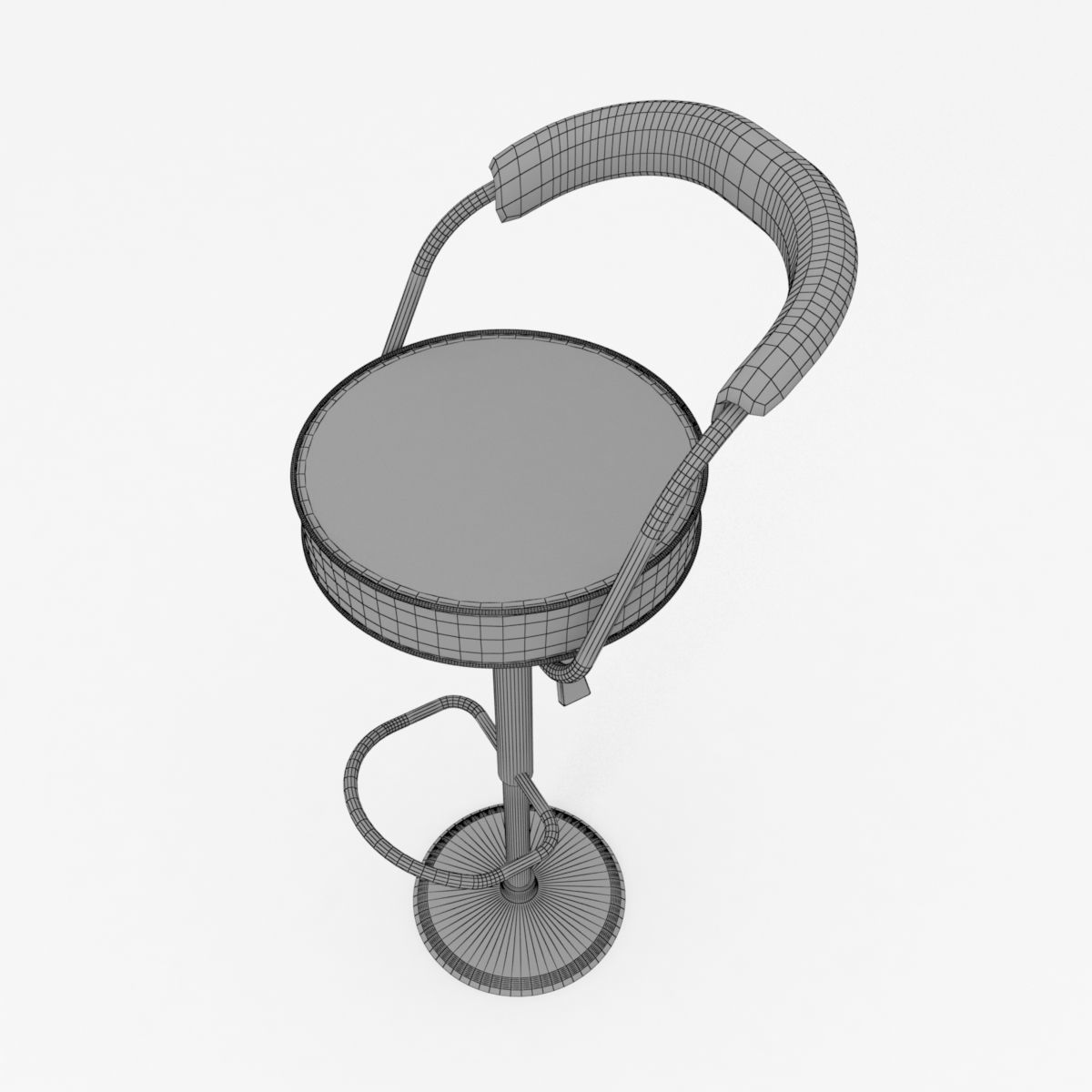 cocktail drinks table and barstool 3D model_7