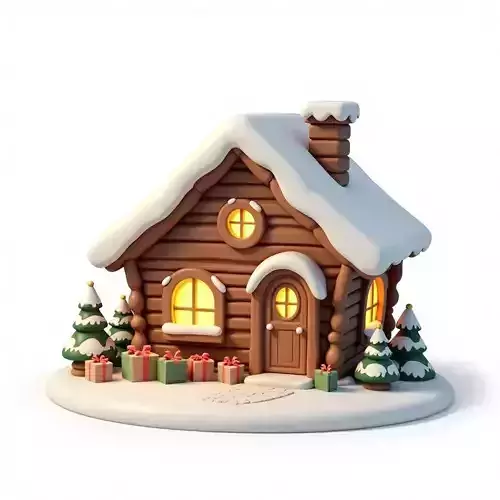 Cartoon Christmas Gingerbread House 3D Model