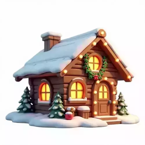 Stylized Christmas Gingerbread House 3D Model