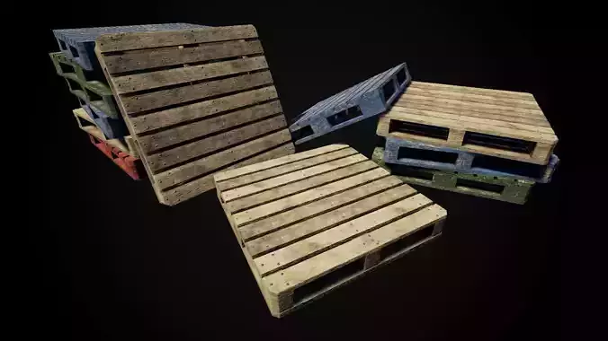 Low Poly PBR Wooden Pallets