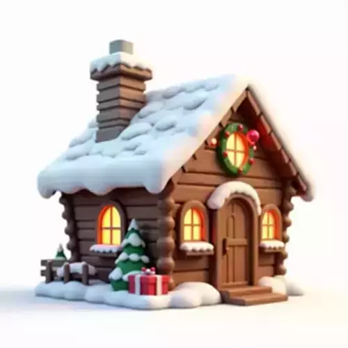 Cartoon Christmas Gingerbread House 3D Model