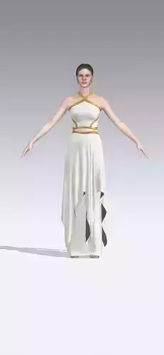 dress s curve gold belt detail ruffled Low-poly 3D model