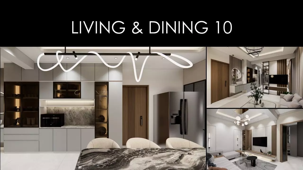 MORDERN LIVING AND DINING 10 INTERIOR Low-poly 3D model