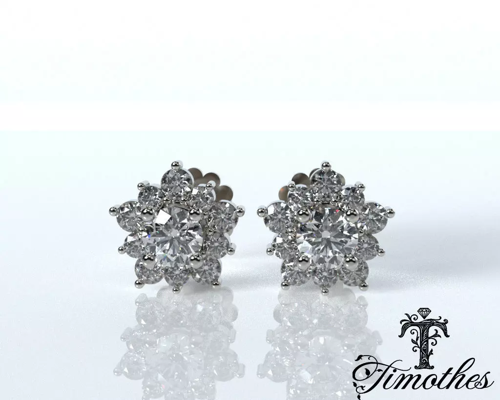 Timothes Diamond Earing 3D JewelryModel Printable 3D ER20 3D print model