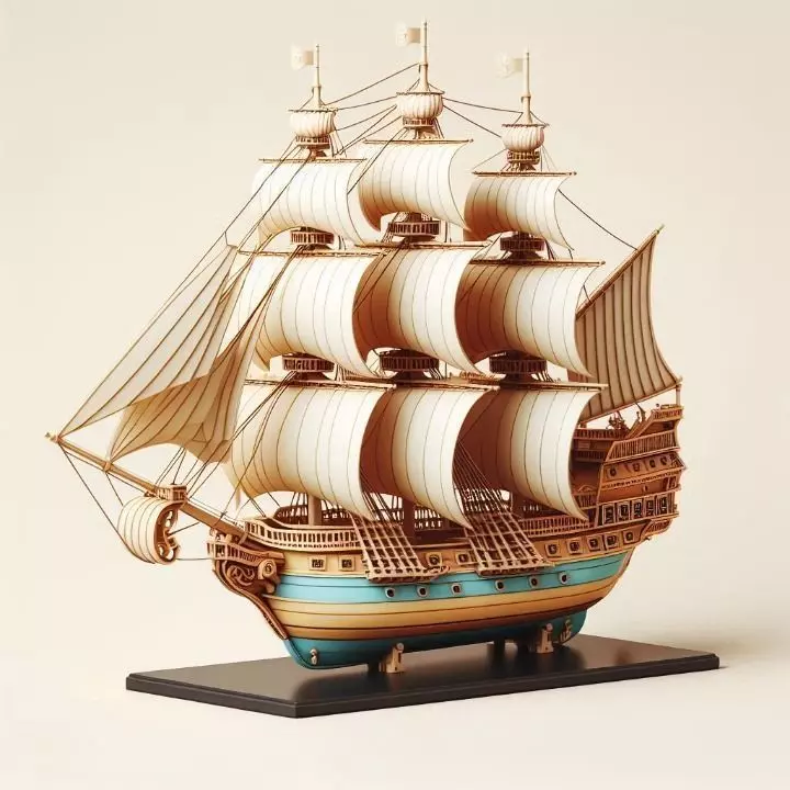 3163 Pirate Sailing Ship with Cannons Style Minimalist Free 3D print model