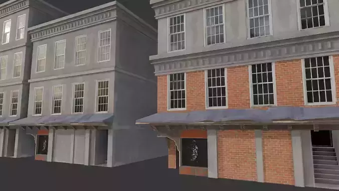 Modular Old Town Apartment Block  Game Ready PBR Buildings Low-poly 3D model 6