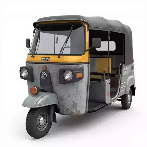 Realistic Three-Wheel Tuk Tuk Vehicle 3D Model
