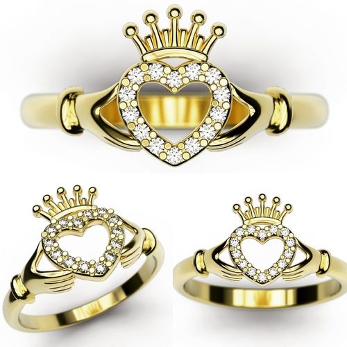Claddagh ring - heart in hands 3D print model