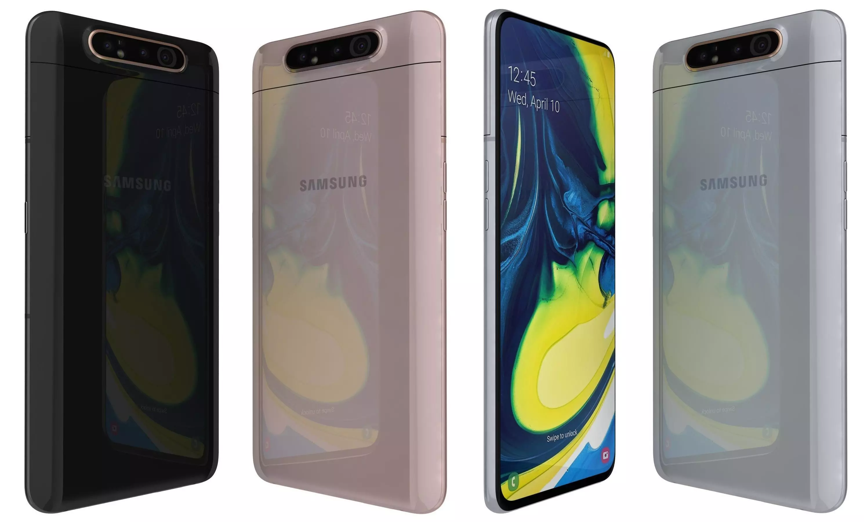 Samsung Galaxy A80 All Colors High Poly 3D model