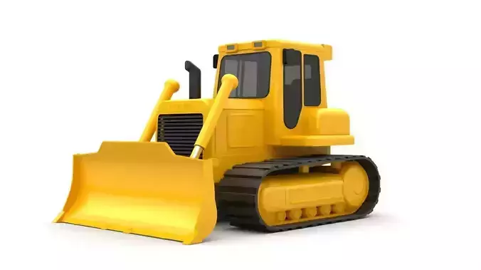 Stylized Cartoon Heavy Bulldozer 3D Model
