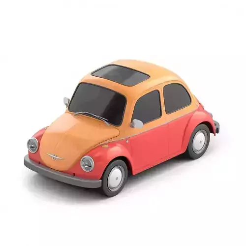 Stylized Pink Cartoon Compact Car 3D Model