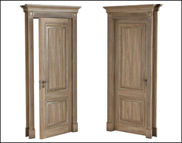 Classic single wood door 3D model