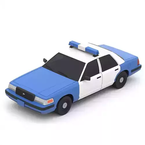 Low Poly Police Patrol Car 3D Model