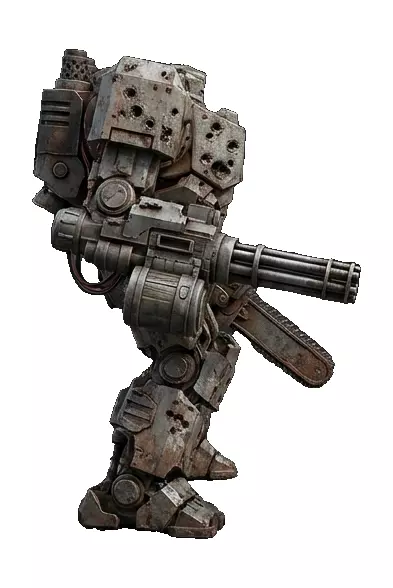 COMBAT MILITARY ROBOT WITH BATTLE DAMAGE 3D print model