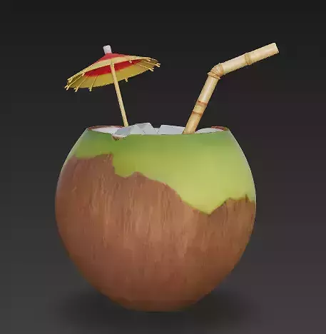 Tropical Chill Coconut Drink 3D Model Low-poly 3D model 3