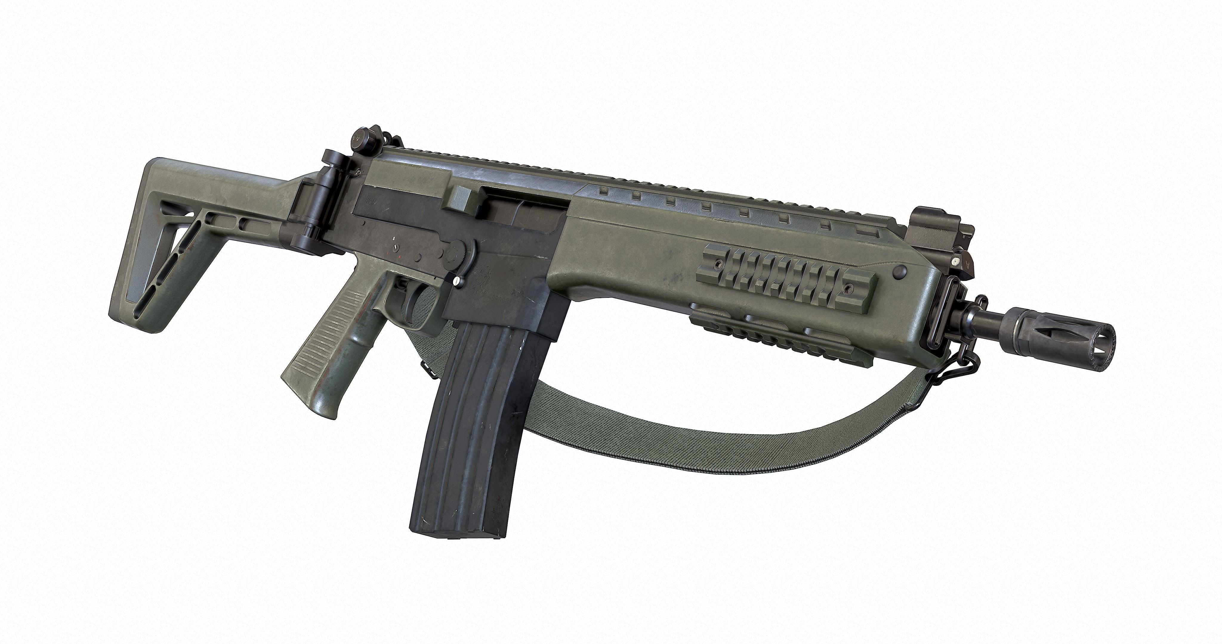 IA2 Assault Rifle with foregrip and rifle sling Low-poly 3D model_2