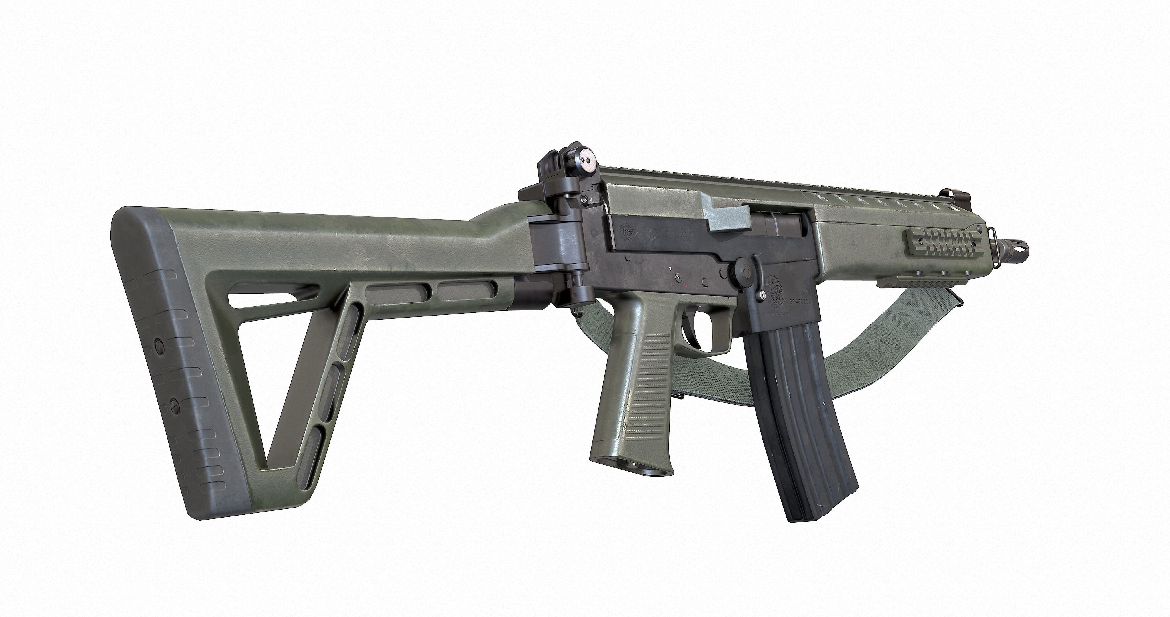 IA2 Assault Rifle with foregrip and rifle sling Low-poly 3D model_3