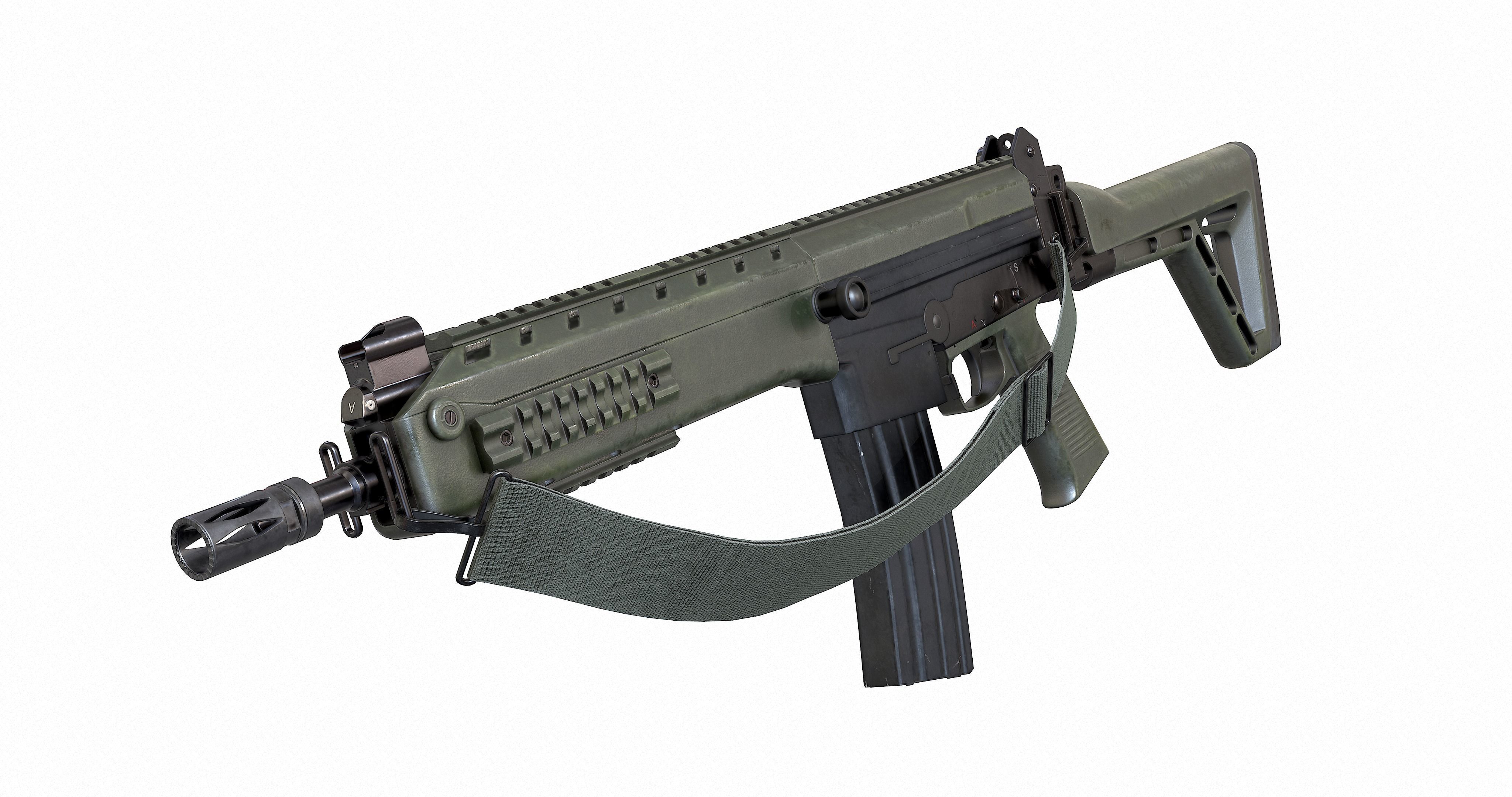 IA2 Assault Rifle with foregrip and rifle sling Low-poly 3D model_5