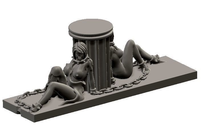 Chainedslaves figurine on desk 3D print model_1