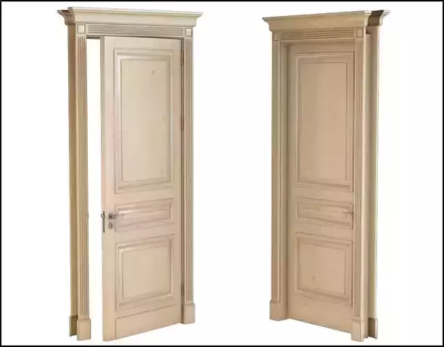 Hight classic single wood door 3D model