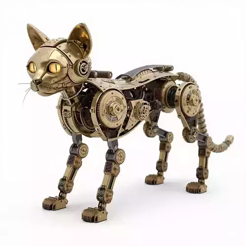 Steampunk Mechanical Cat Automaton 3D Model