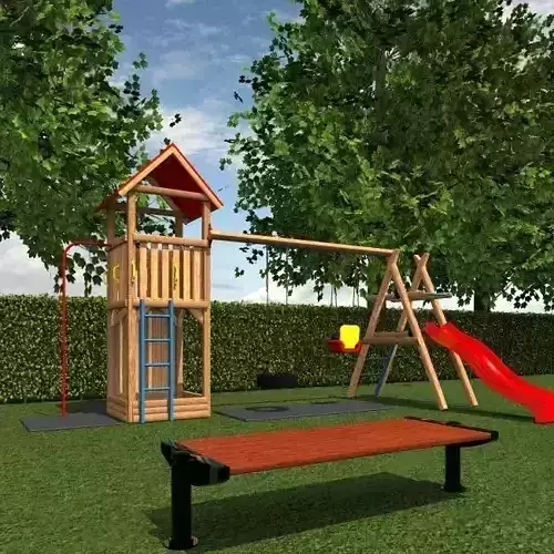 playground 1 wooden set 3D model
