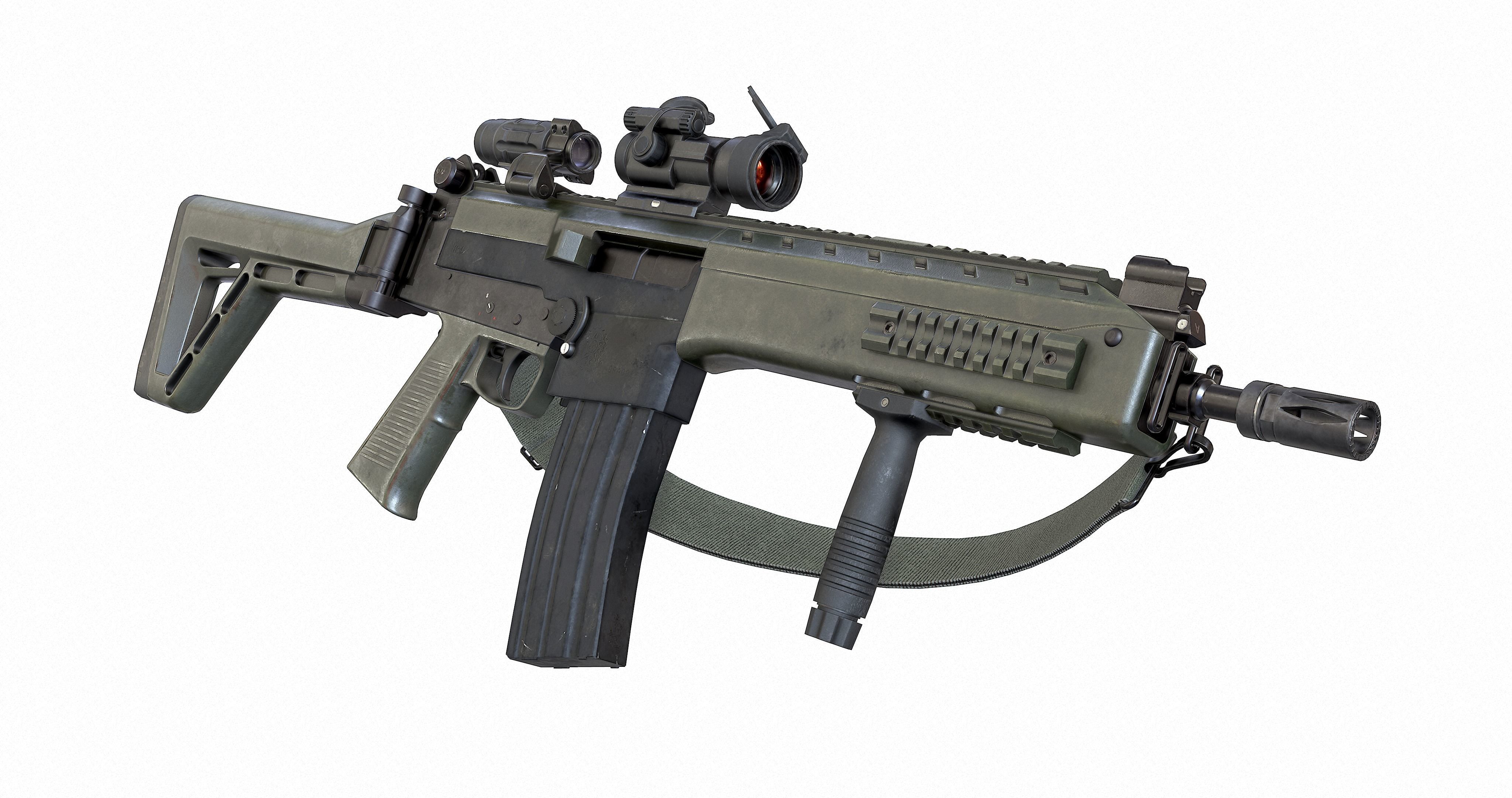 Vertical Foregrip and Rifle Sling Low-poly 3D model_4