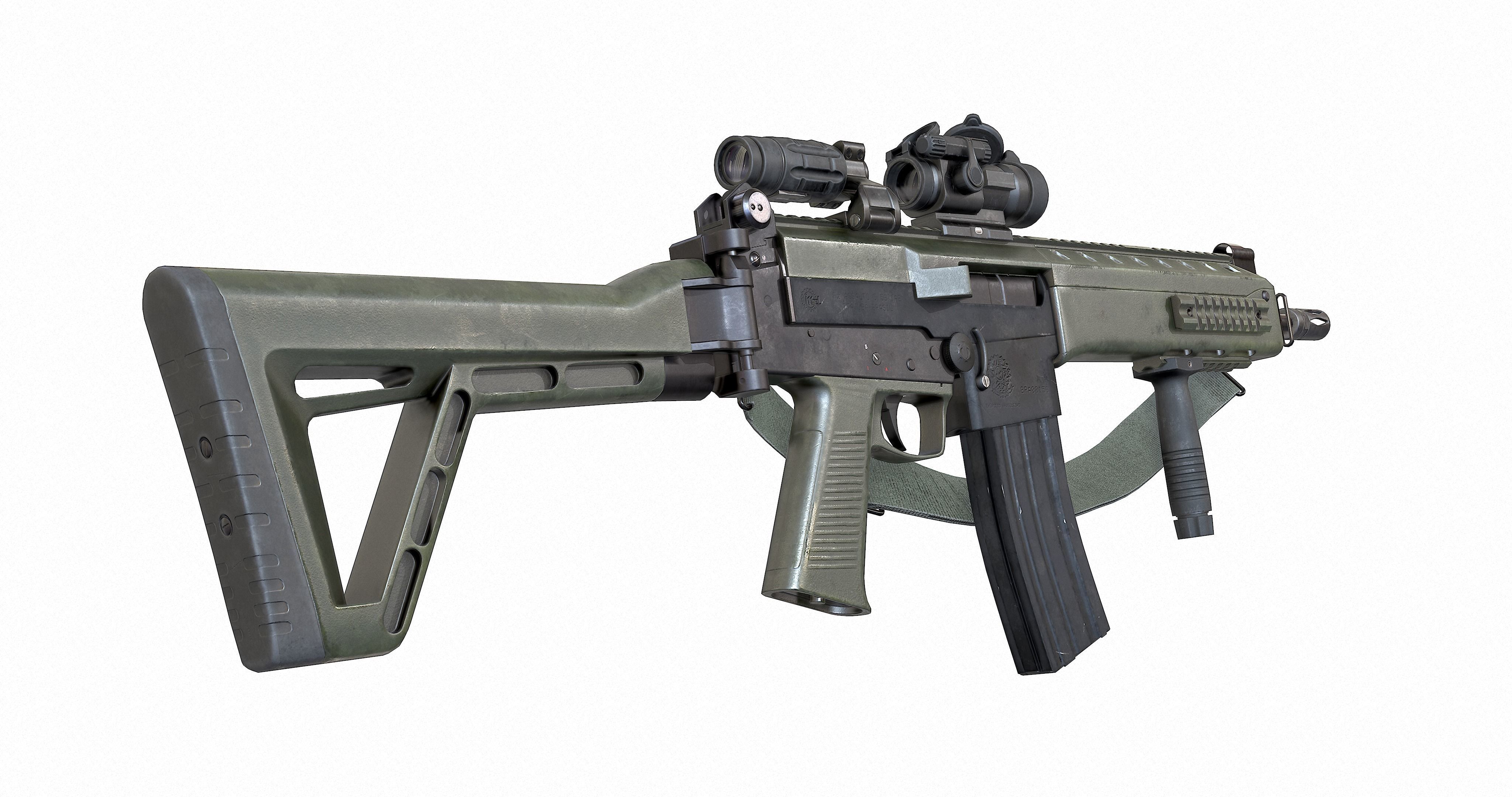 Vertical Foregrip and Rifle Sling Low-poly 3D model_3