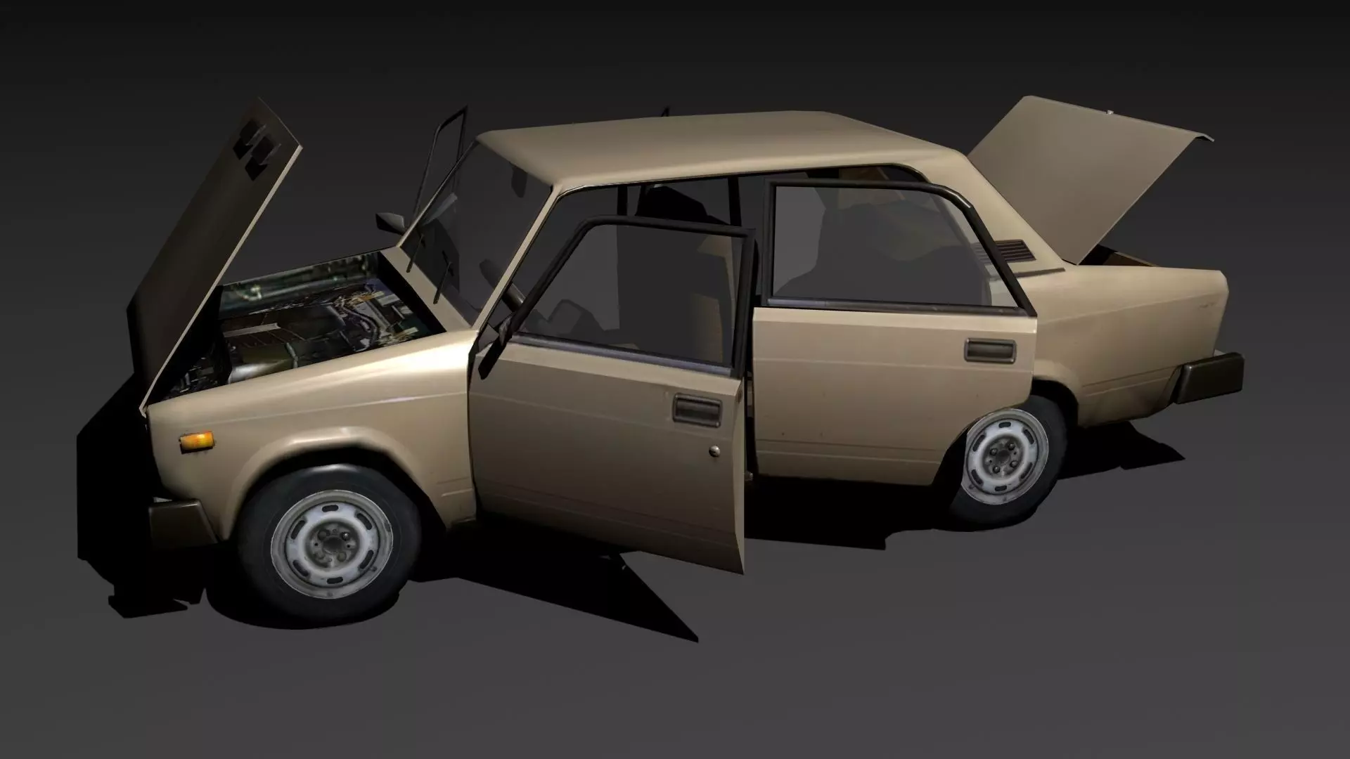 russian car  vaz 2105 Low-poly 3D model_0
