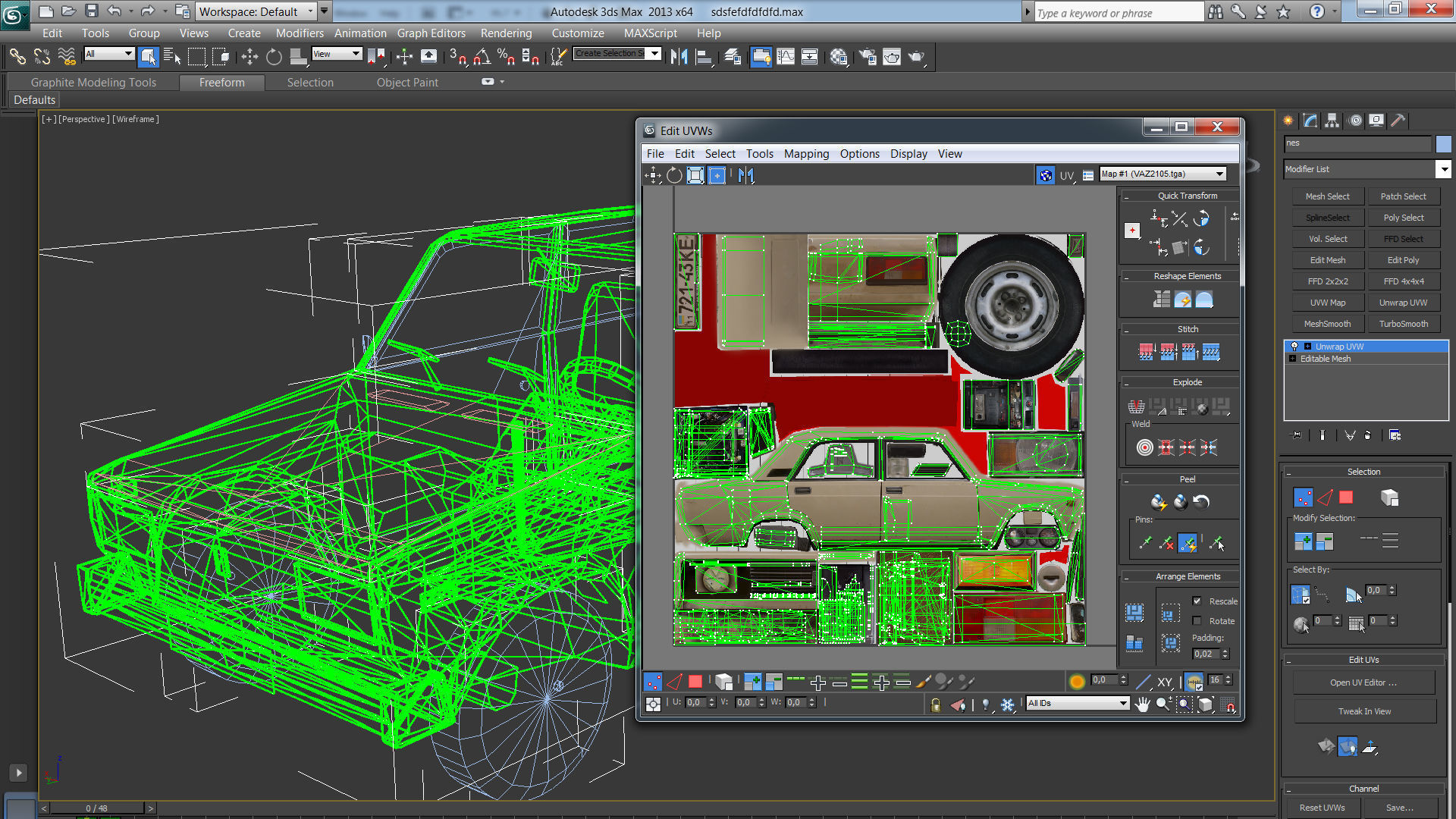 russian car  vaz 2105 Low-poly 3D model_6