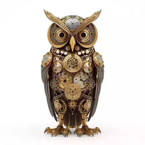 Steampunk Mechanical Owl Automaton 3D Model