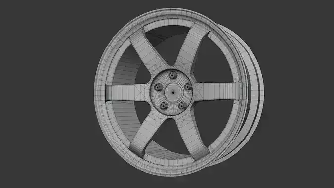 Volk Rays TE37 Car Rim Low-poly 3D model 6