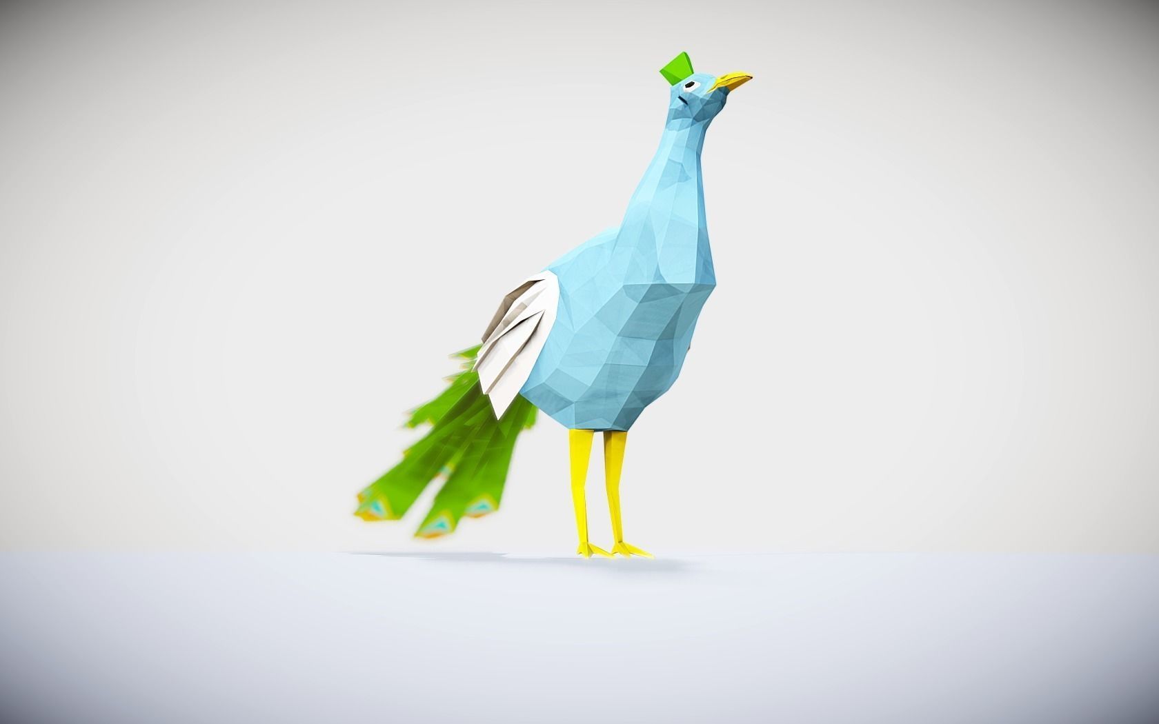 Peacock origami Low-poly 3D model_5