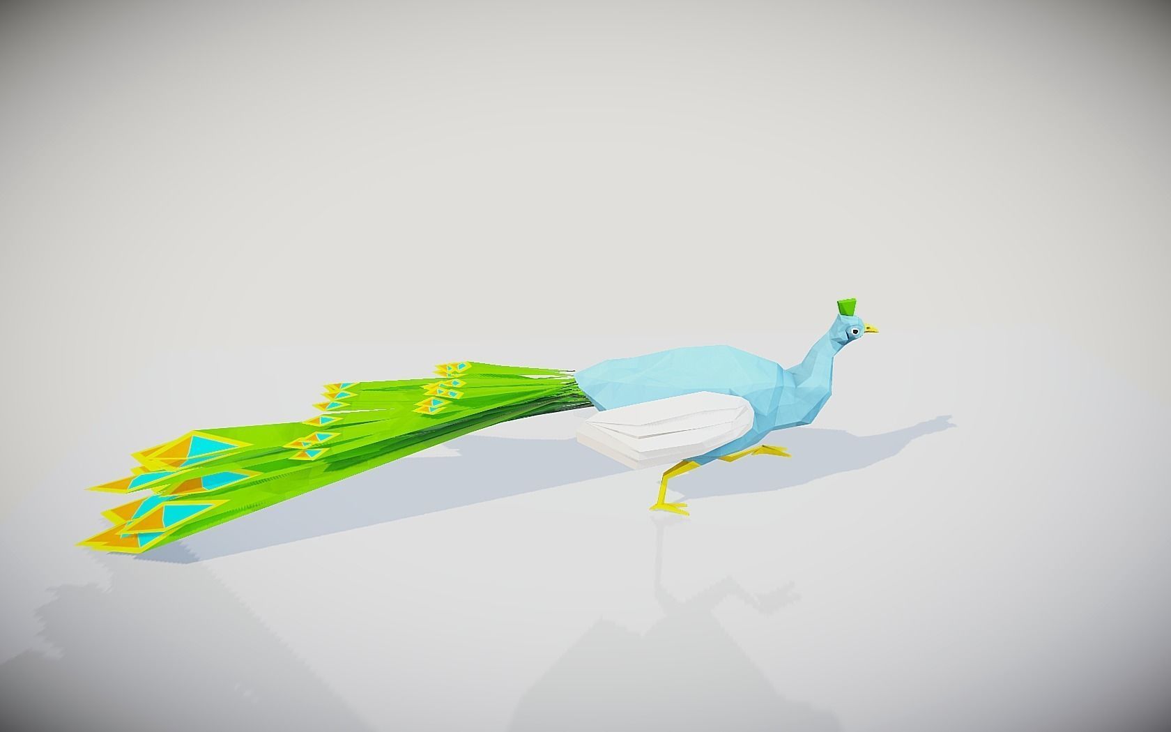 Peacock origami Low-poly 3D model_2