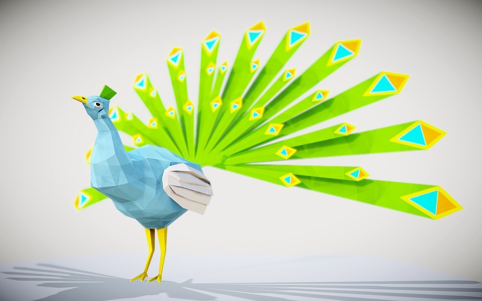 Peacock origami Low-poly 3D model_4
