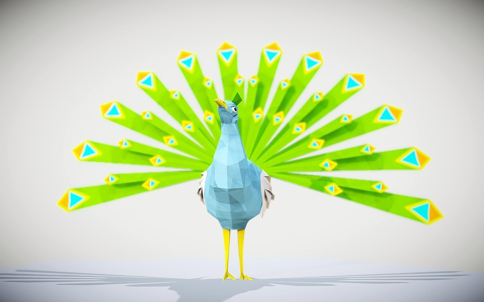 Peacock origami Low-poly 3D model_3