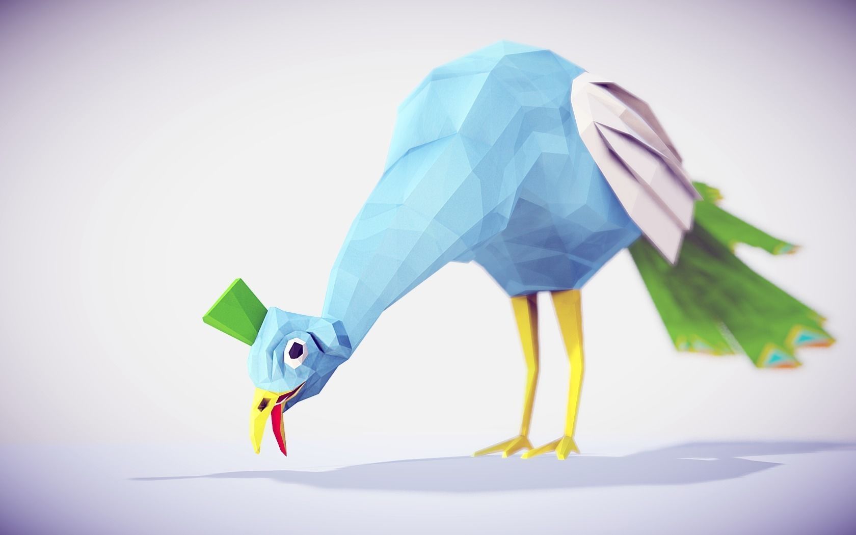 Peacock origami Low-poly 3D model_6