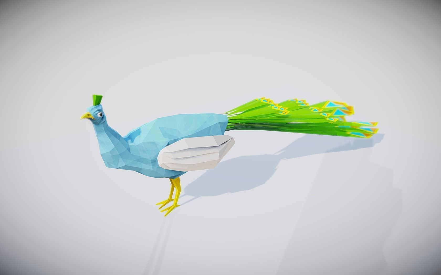 Peacock origami Low-poly 3D model_1