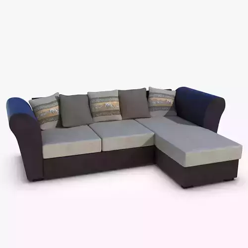 Couch sectional sofa with pillows Low-poly 3D model