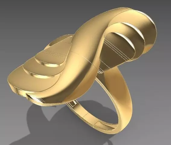 Modern Sculptural Gold Ring STL File Free 3D print model