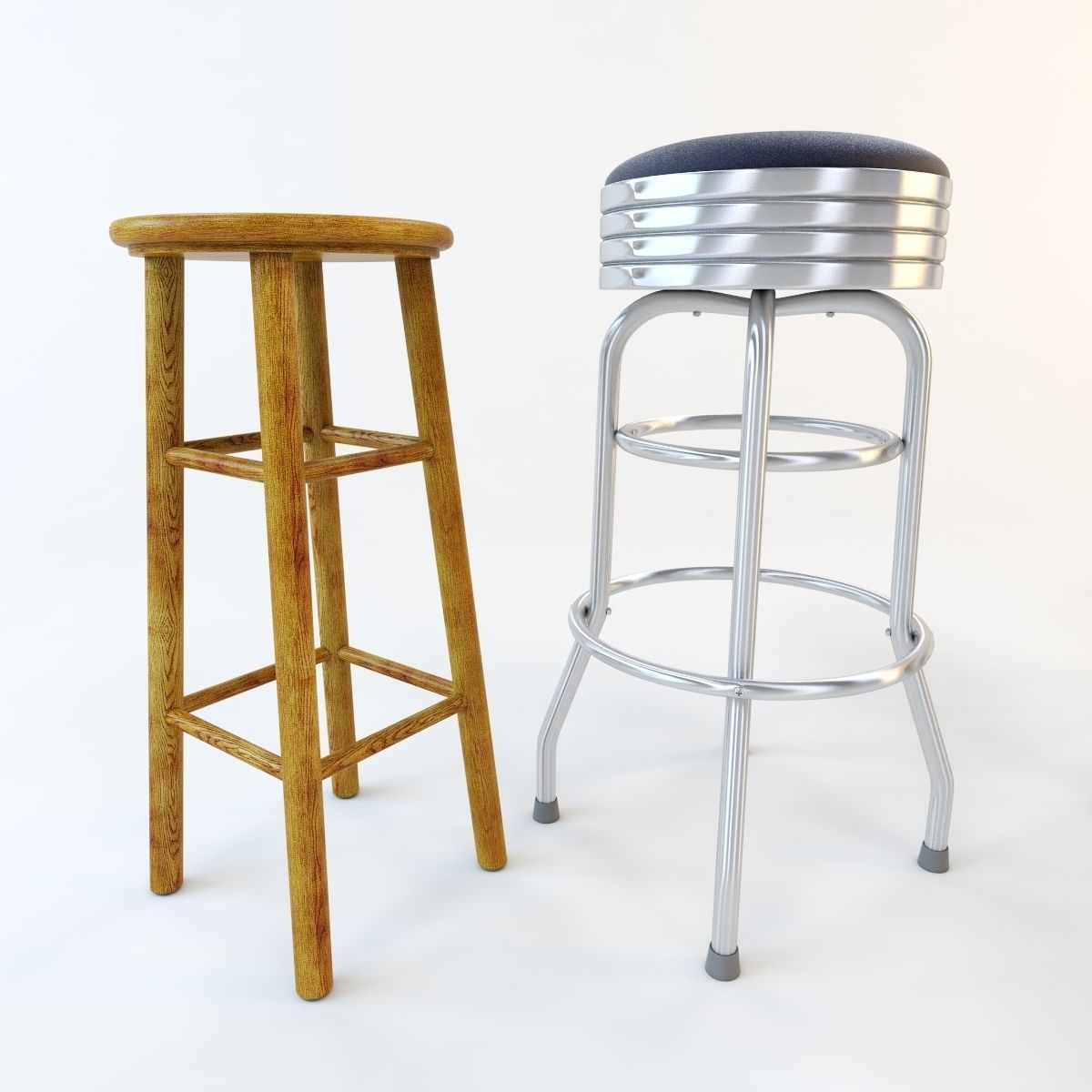 Bar stool set 8 items 3D model_6
