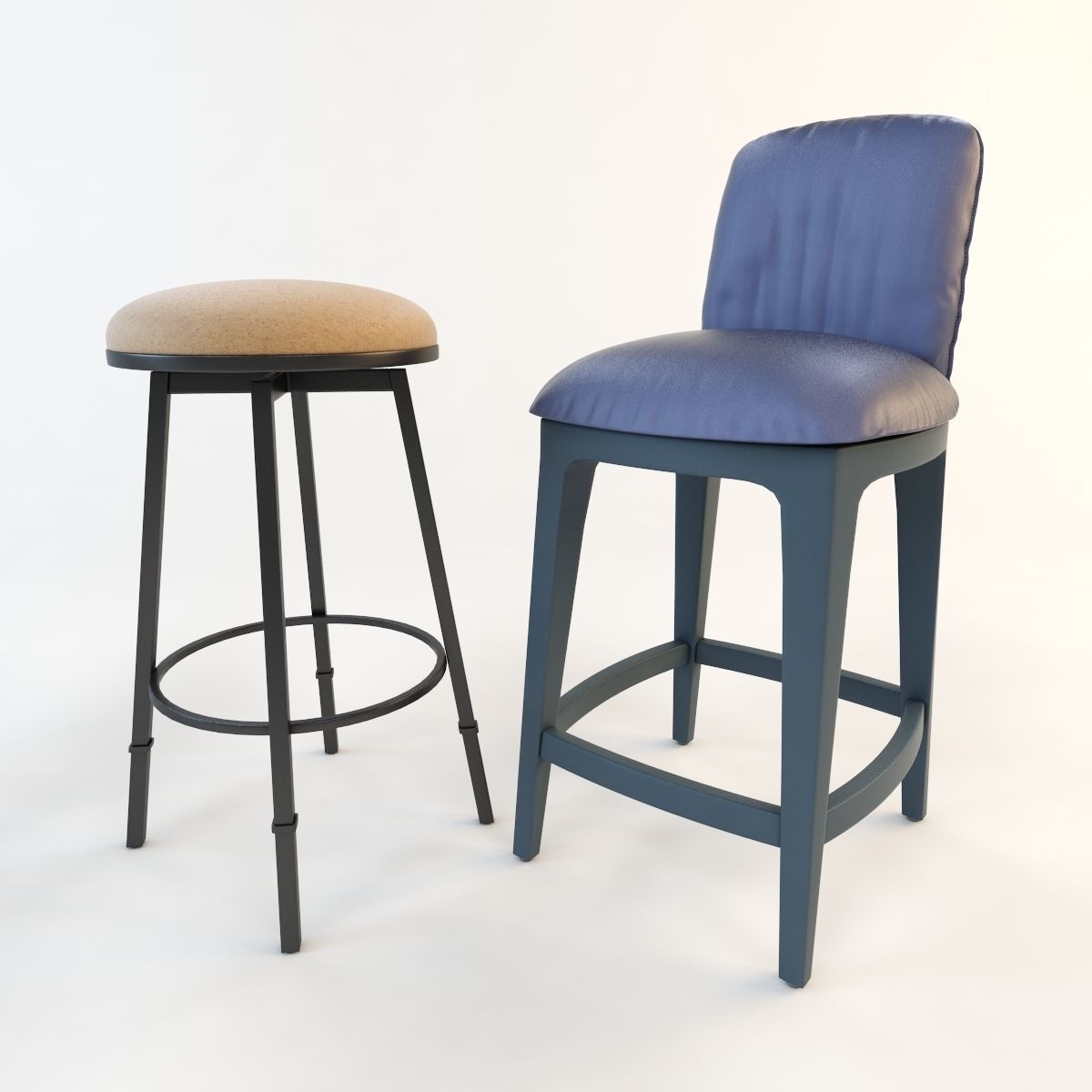 Bar stool set 8 items 3D model_7
