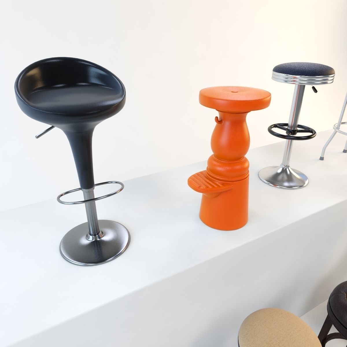 Bar stool set 8 items 3D model_10