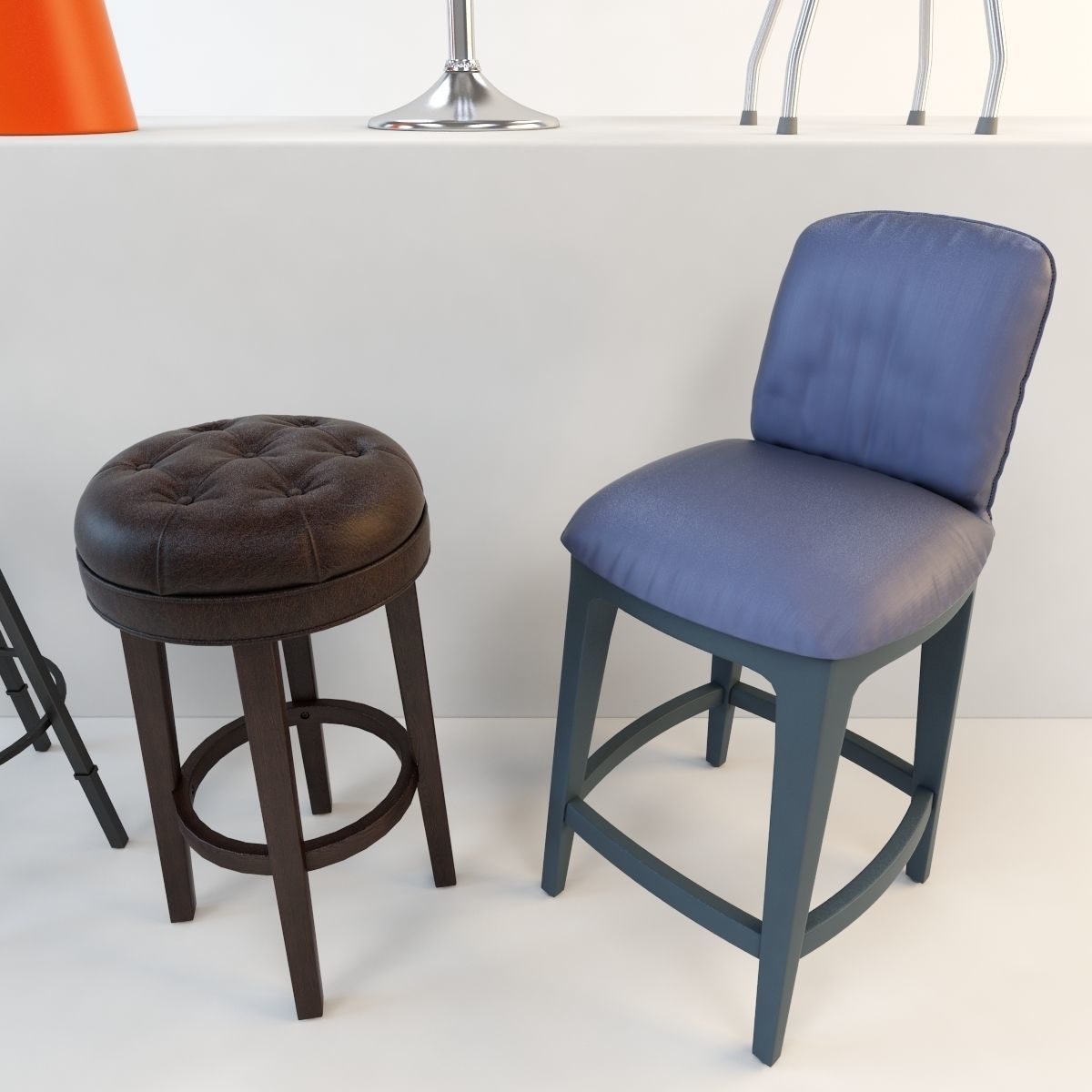 Bar stool set 8 items 3D model_8