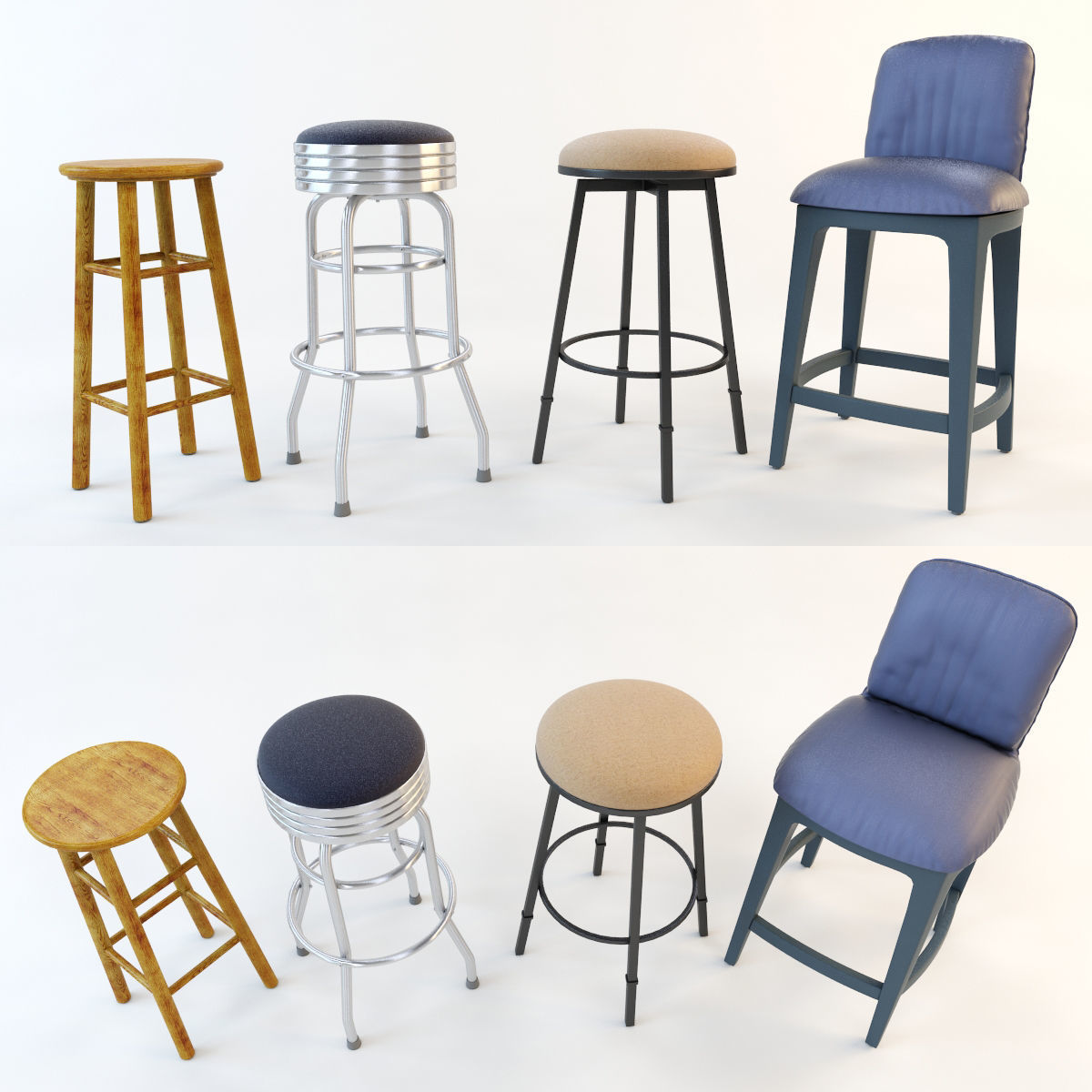 Bar stool set 8 items 3D model_3