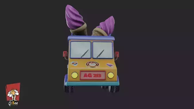Ice Cream Truck Low-poly 3D model 3